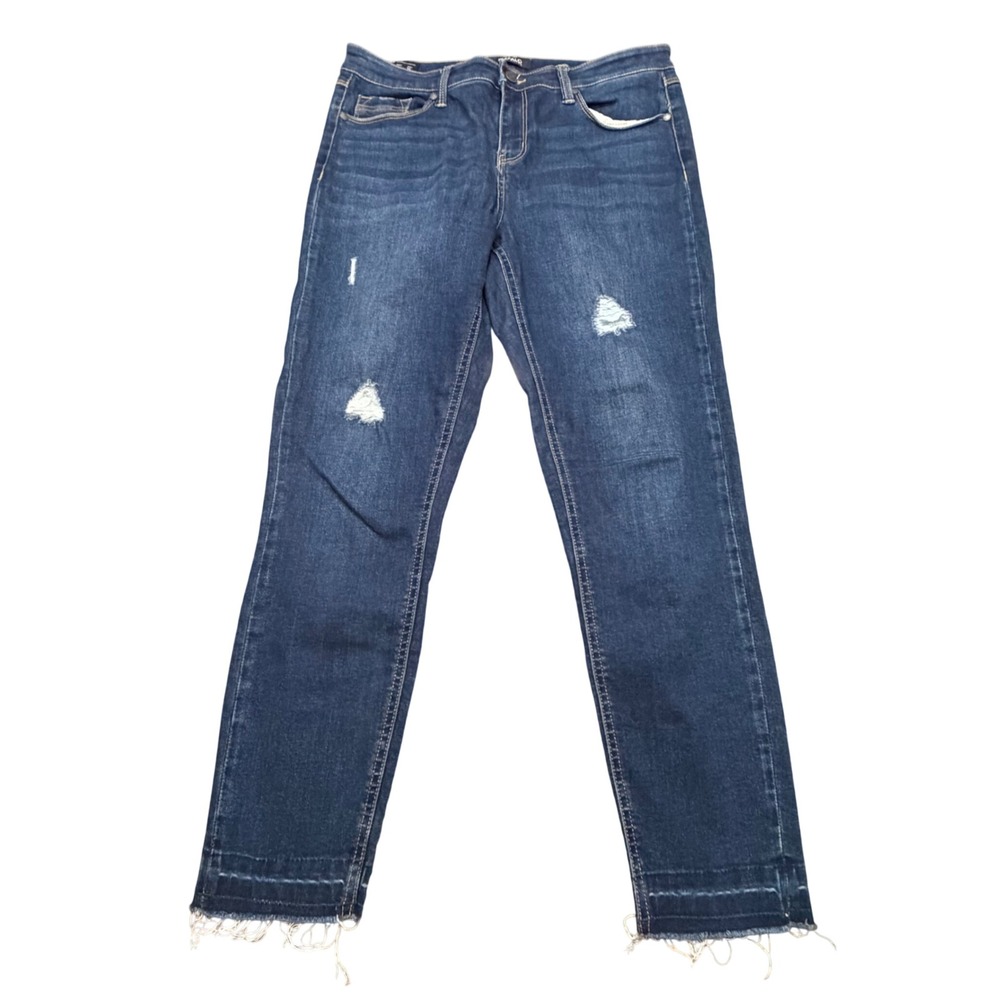 Buffalo David Bitton Jess Mid-Rise Skinny Jeans Distressed Rip Repair Blue 10/30